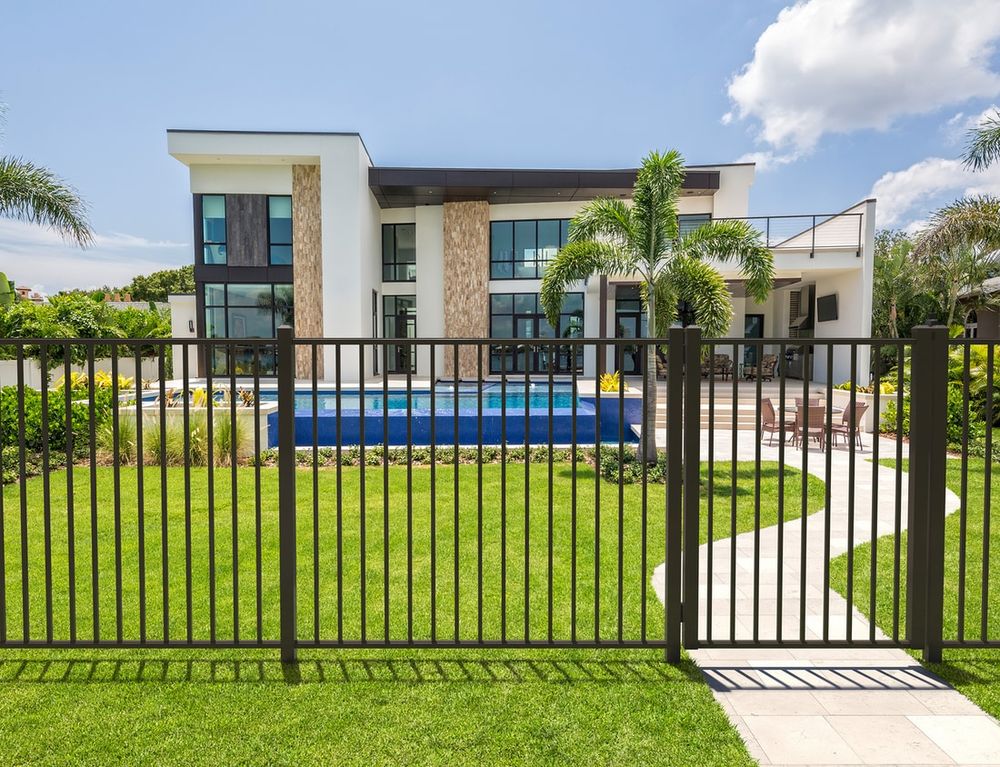 Aluminum pool fence panel installed